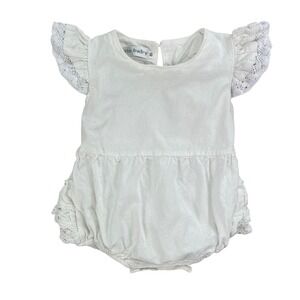 Little Baby White Lace Ruffle Bubble‎ Romper Onesie Size 3-6 mos